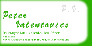 peter valentovics business card